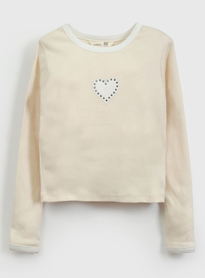 Polera Manga Larga con Aplicación Corazón