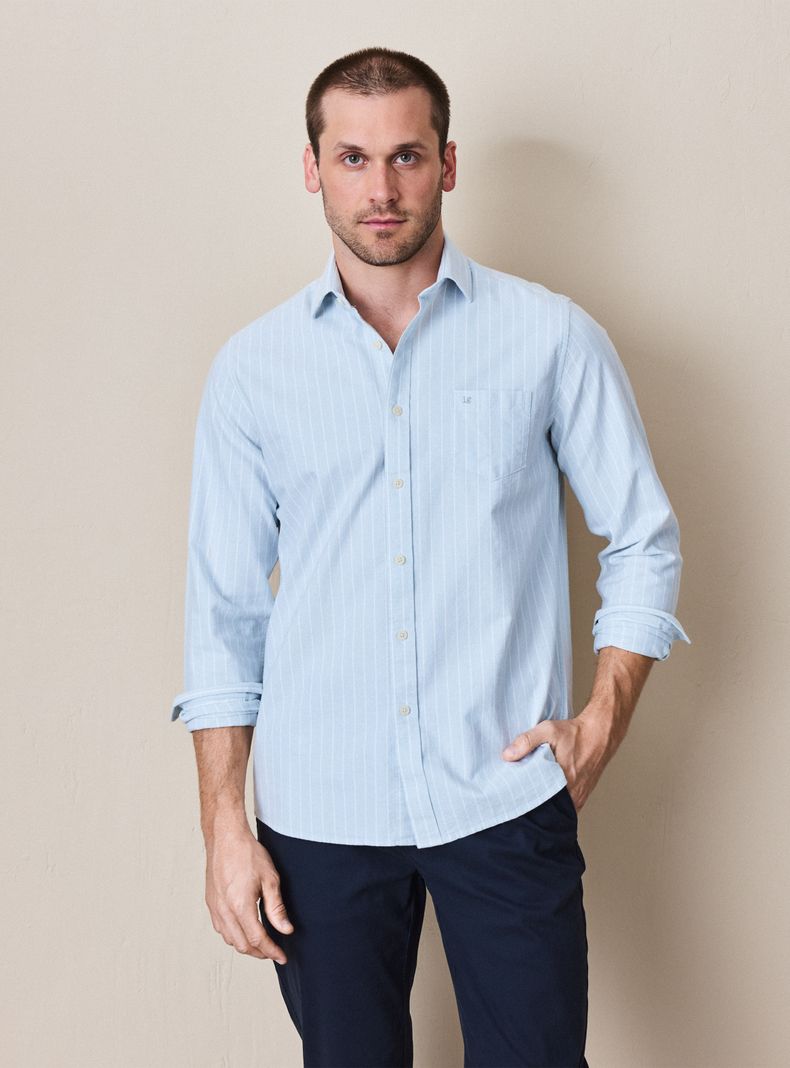 Camisa Manga Larga Algodón Oxford Rayas