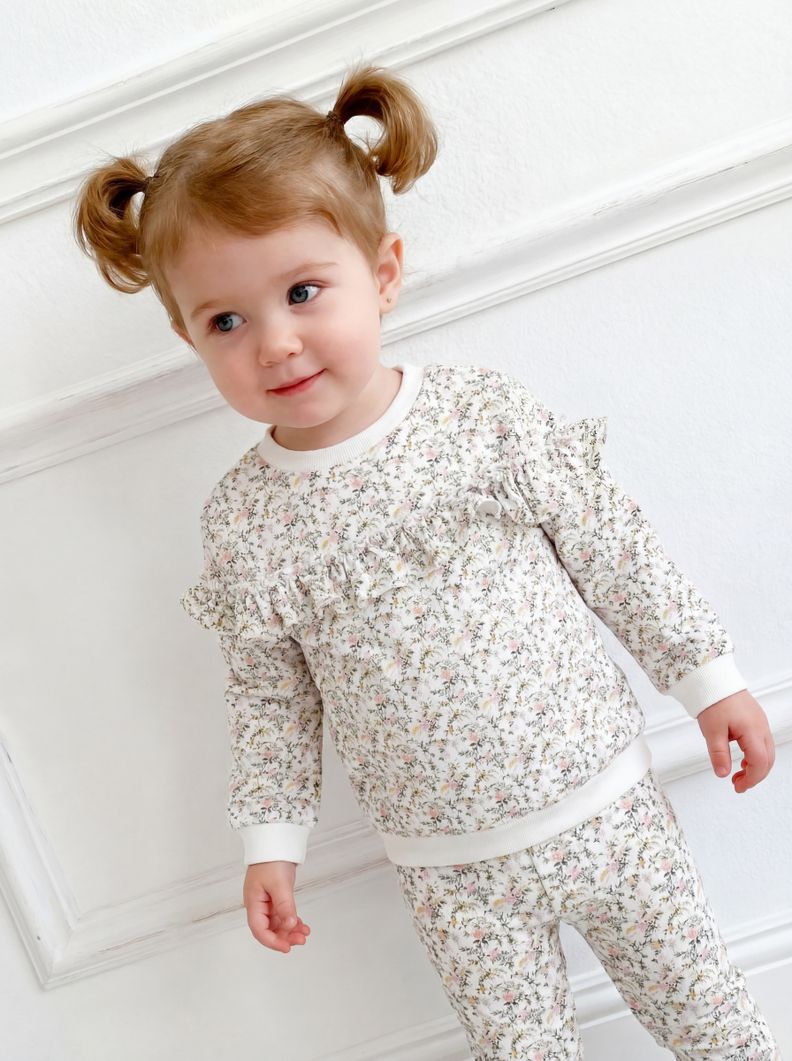 Polerón Print Floral con Corte Vuelos