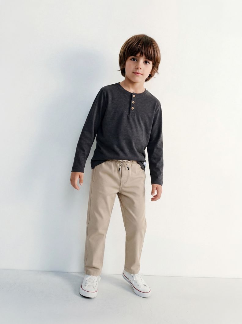 TRIBU PANTALÓN REGULAR FIT ACABADO PEACH ALGODÓN
