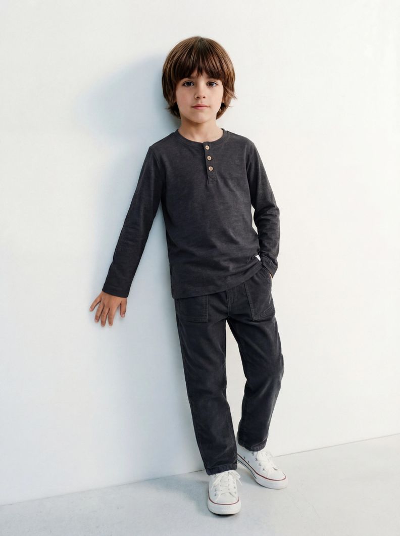 Pantalón Regular Fit Cotelé Forrado Algodón