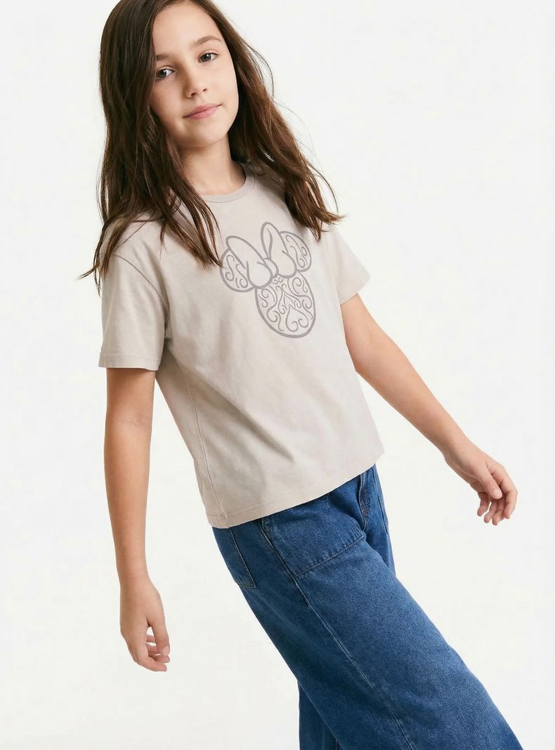 Polera Estampado Brillos Minnie Mouse