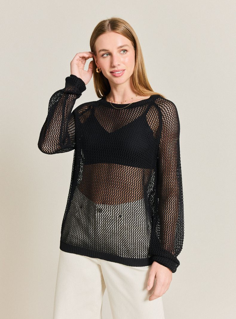 Sweater Cuello Redondo Ajuste Sólido