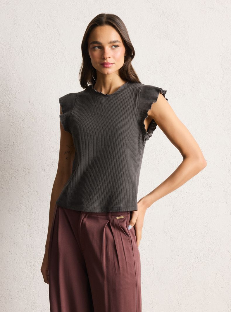 Polera Tela Acanalada con Proceso de Teñido