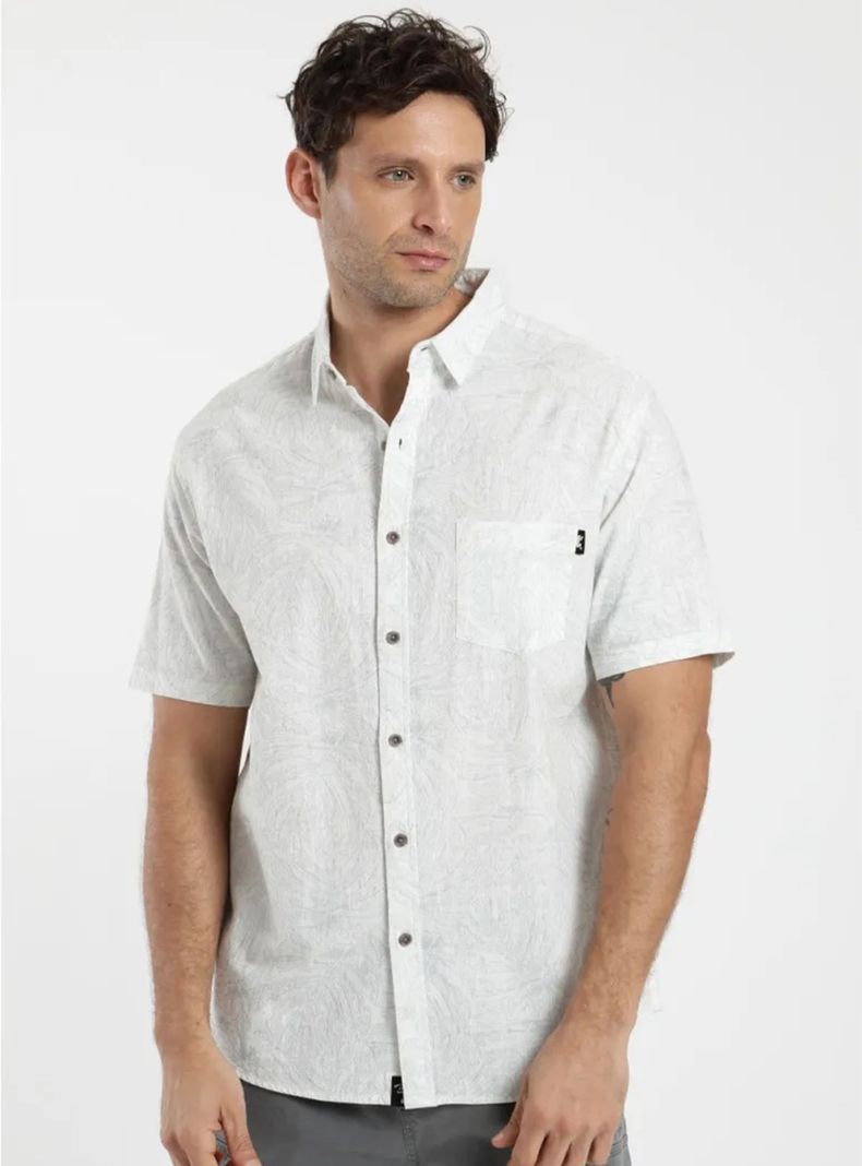 Camisa Textura Monstera Manga Corta Algodón Orgánica