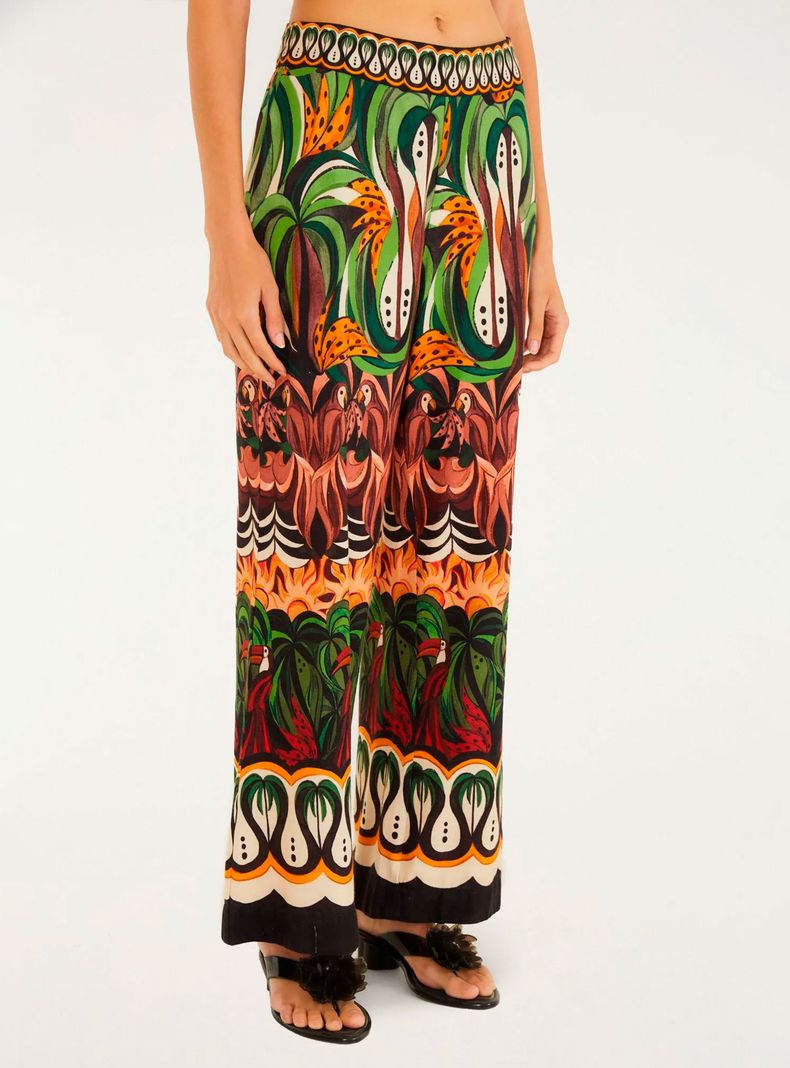 Pantalón Recto Diseño Tropical