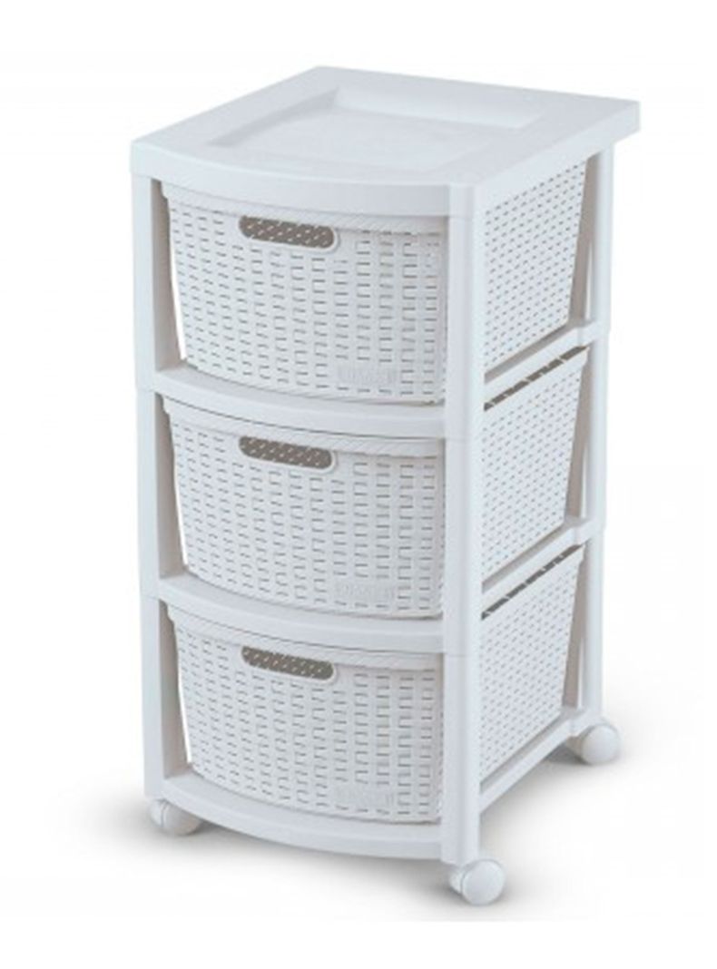 Cajonera Rattan Blanco 39 x 33 x 66 cm Rimax-1