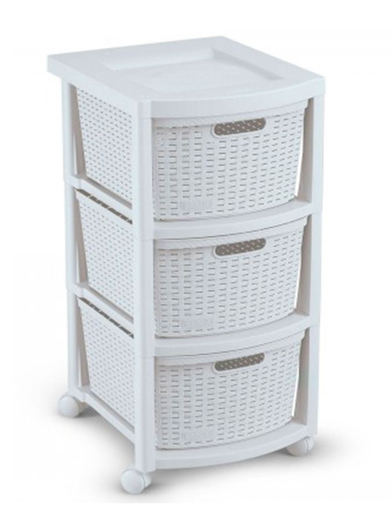 Cajonera Rattan Blanco 39 x 33 x 66 cm Rimax-0