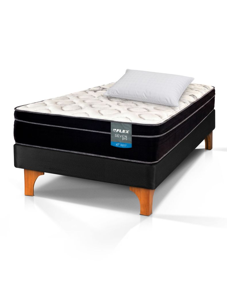 Cama Europea Seven Pro 1.5 Plazas Box + Almohada Royal