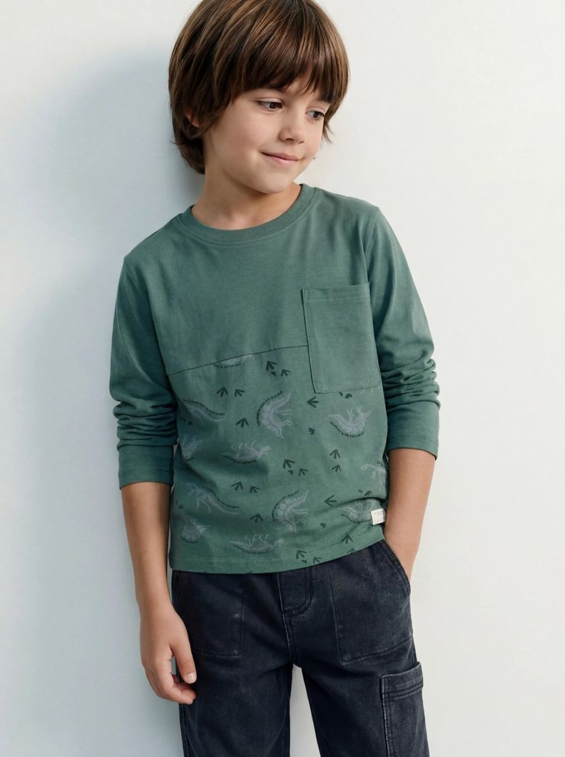 TRIBU POLERA BÁSICA COLOR BLOCK ESTAMPADA