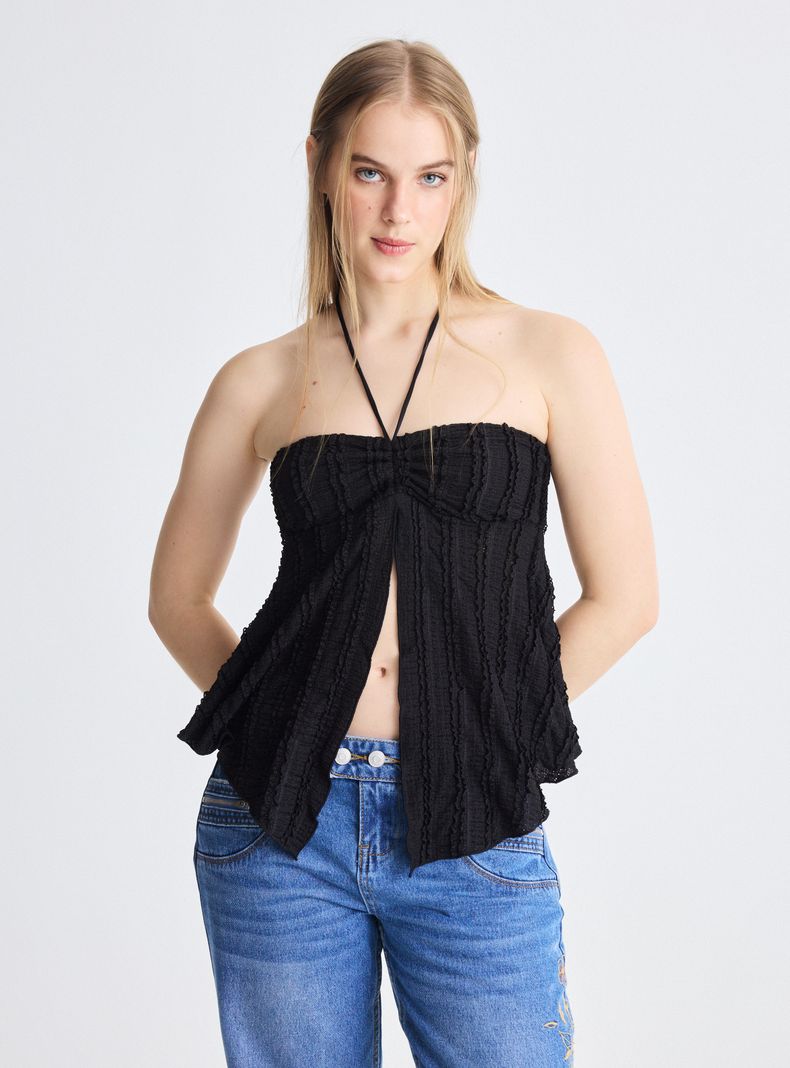 Polera Texturada con Lazo
