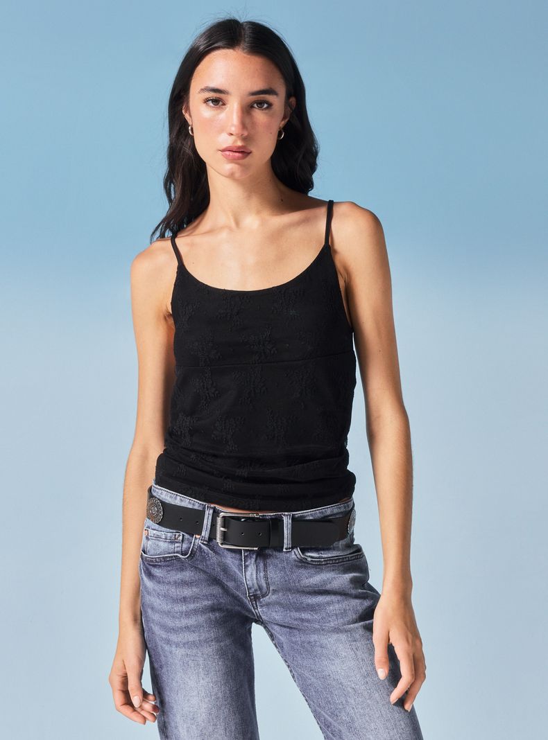 Polera Encaje Escote Espalda