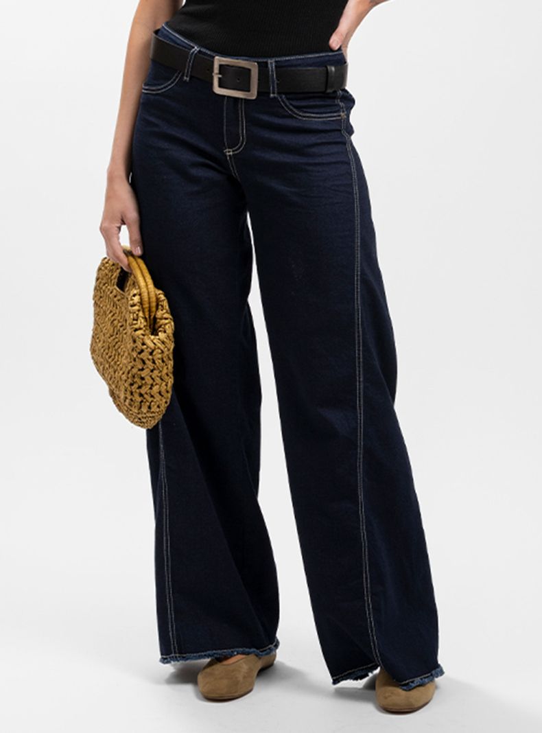 Jeans Palazzo Tiro Medio Anna Azul R