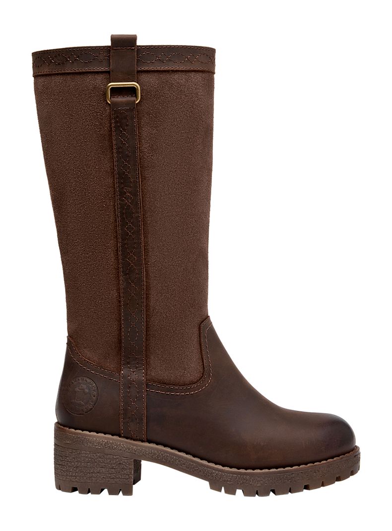 Bota Cuero Taco Cuadrado Larga Mujer