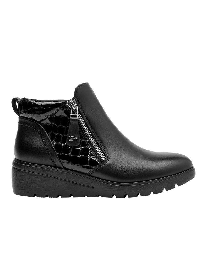 Botin Cierre al Costado de Cuero Taco Chino Mujer Negro 35