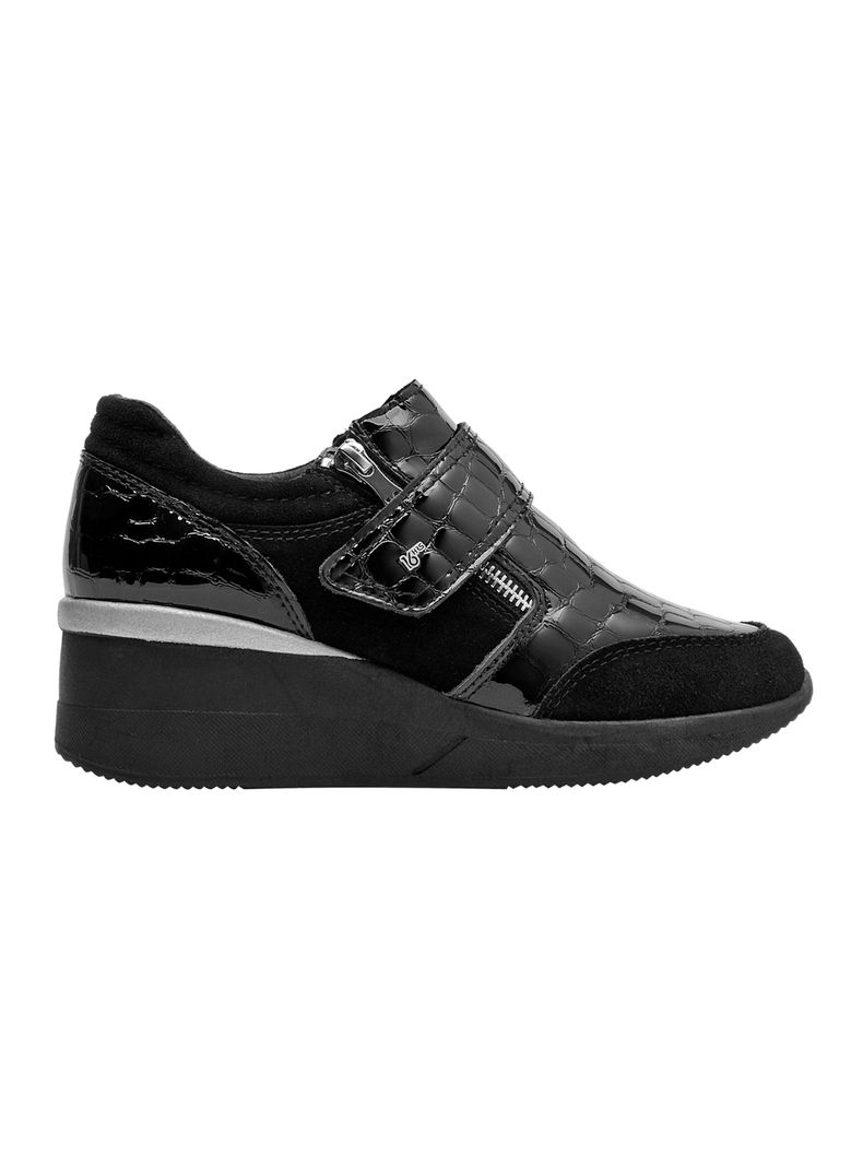 Zapatilla Urbana Velcro y Taco Chino Acharolado Mujer
