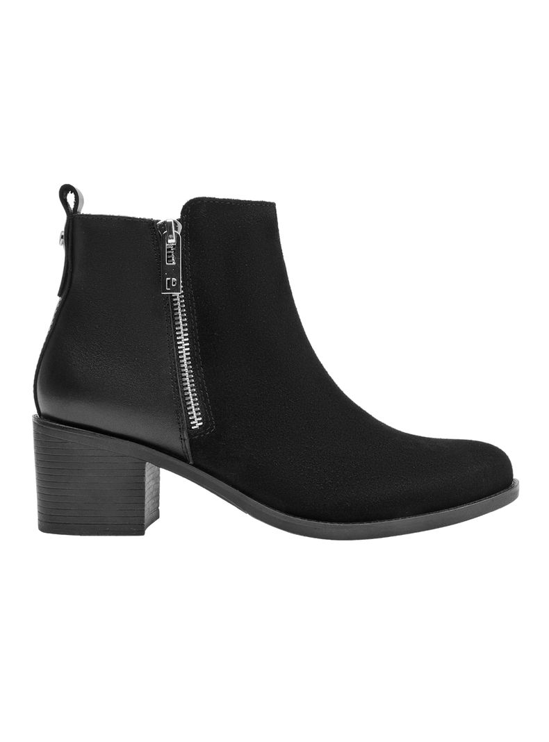 POLLINI BOTÍN MULTI TEXTURA CUERO Y TACO CUADRADO MUJER