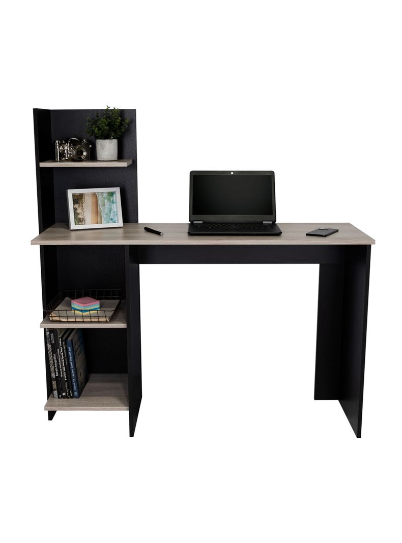 Escritorio Biblioteca Office 120 cm Wengue y Ceniza Negro