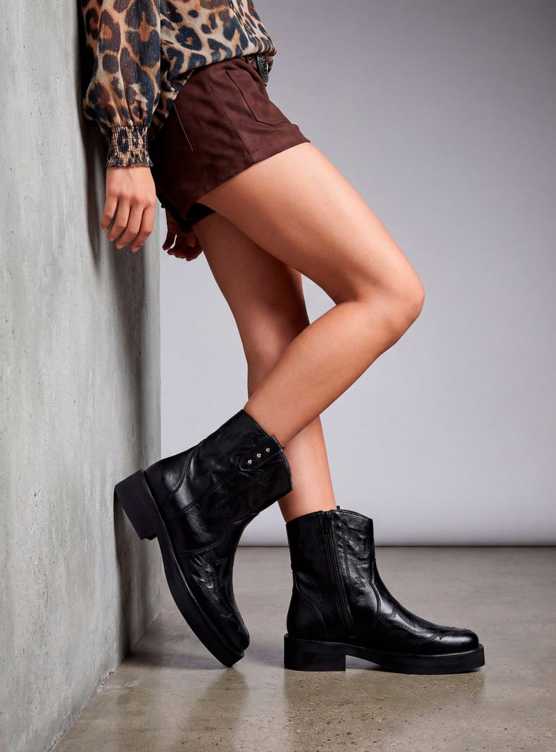 Botín Mujer Western Cuero