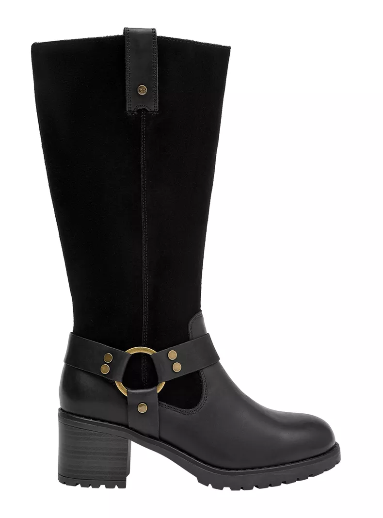 Bota Brm0272 Dos Texturas Cuero Mujer
