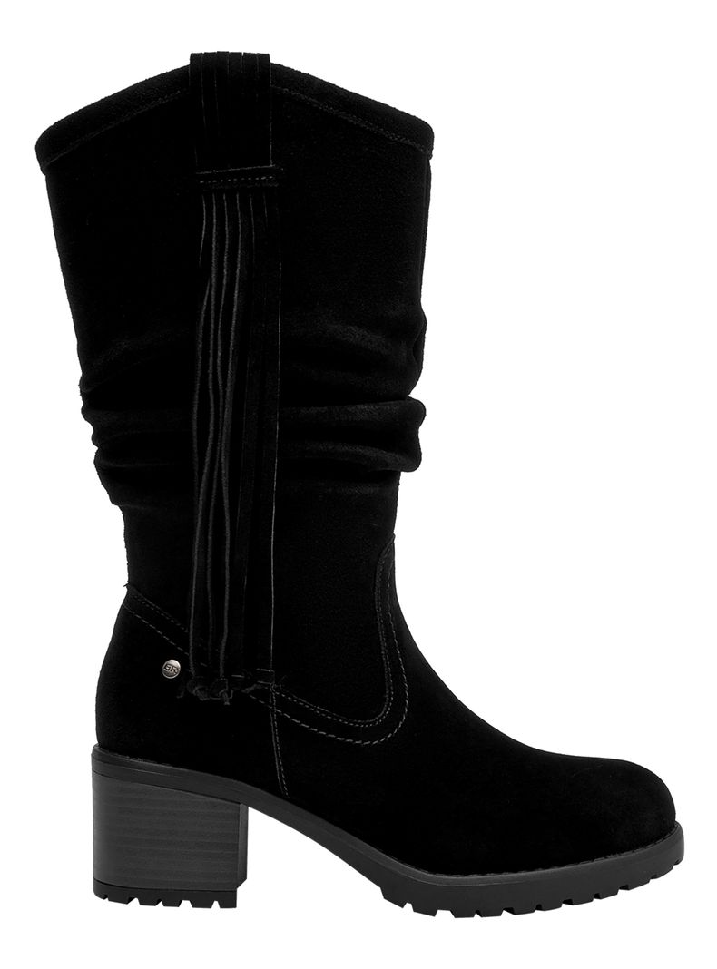 Bota Brm0273 Cuero Arrugada y Flecos Mujer