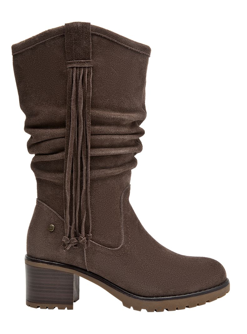 Bota Brm0273 Cuero Arrugada y Flecos Mujer