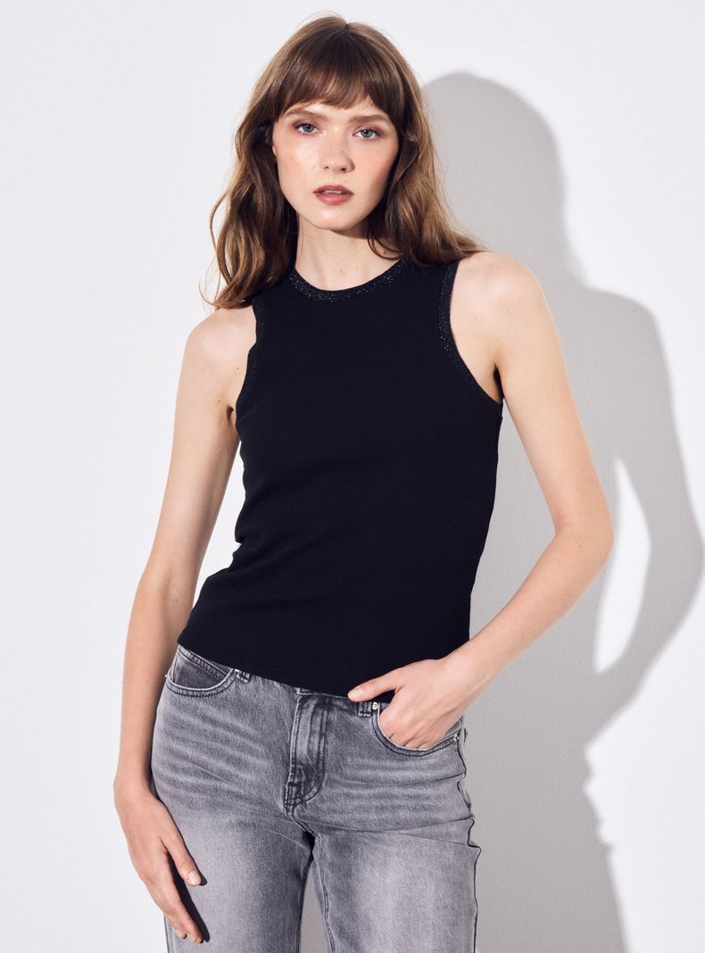Polera Cuello Halter Acanalada