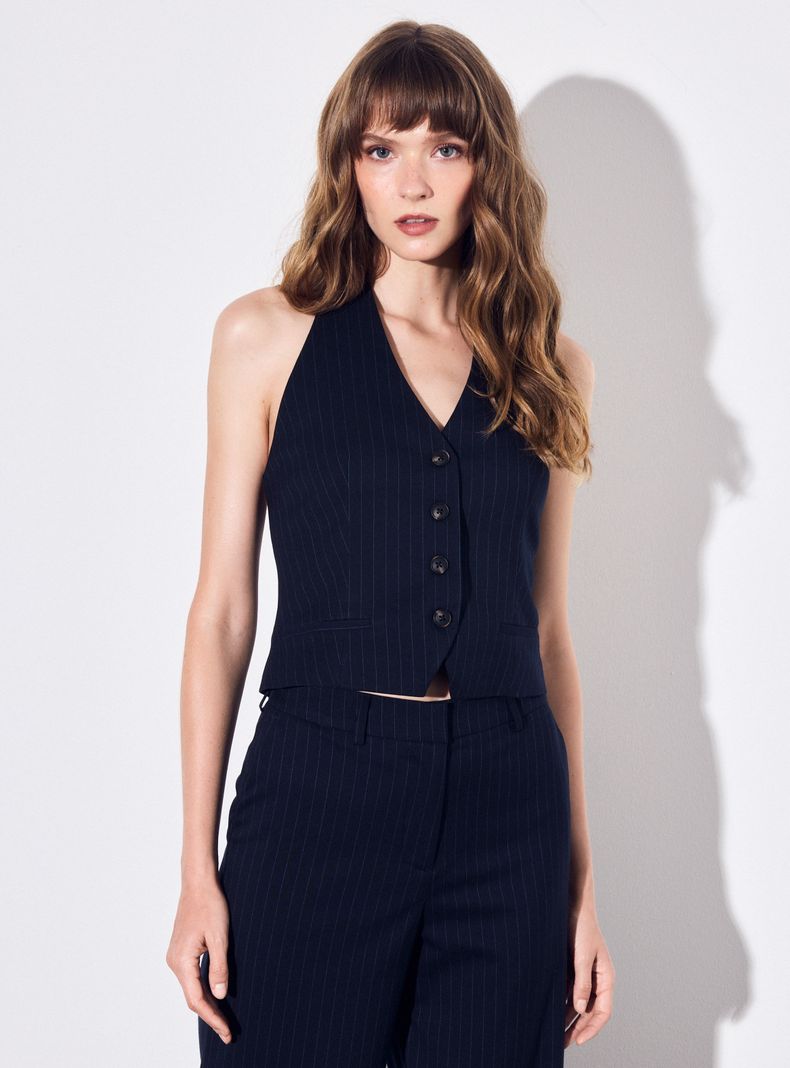 Blusa Vest Amarras al Cuello con Botones