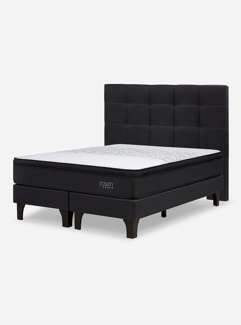 Cama Europea Tempo 2 Plazas Base Dividida + Respaldo Issey Grafito
