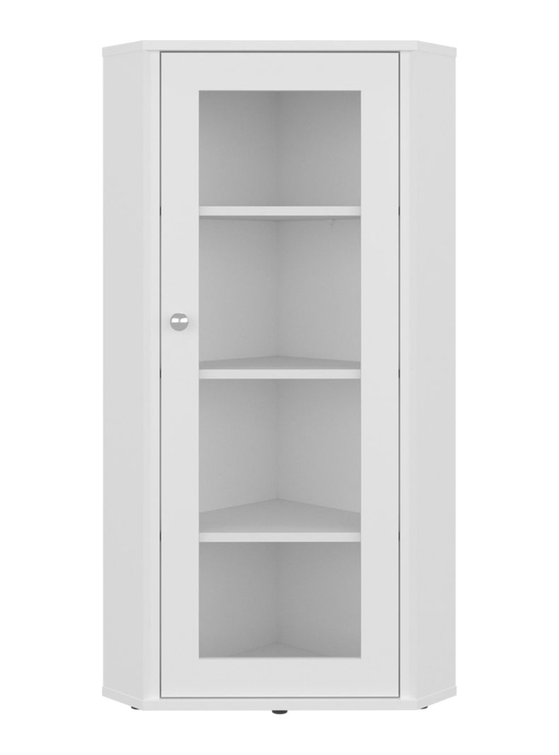 Vitrina Esquinera Blanca Genova 1 Puerta Vidrio Blanco