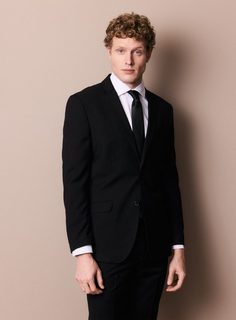 Traje Recto Slim Fit Lana Poliéster Fantasía