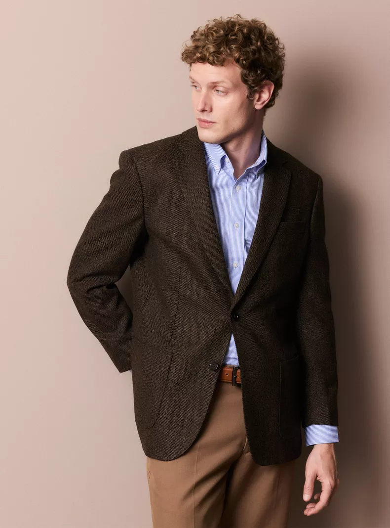 Vestón Tweed Bolsillos de Parche