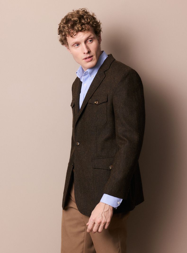 Vestón Recto Tweed Espigado
