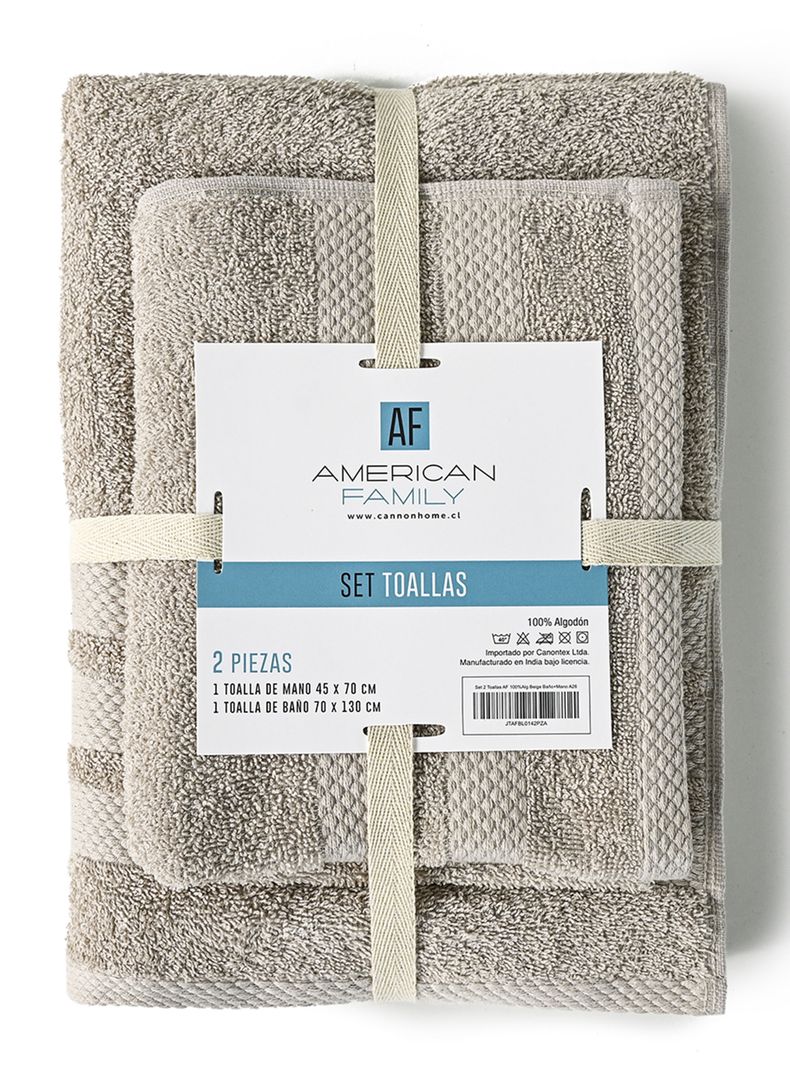 Set de 2 Toallas  Beige Algodón