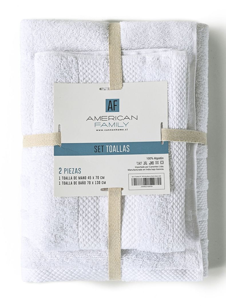 Set de 2 Toallas  Blanco Algodón