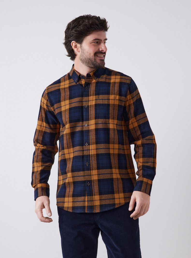 Camisa Franela Checks Manga Larga