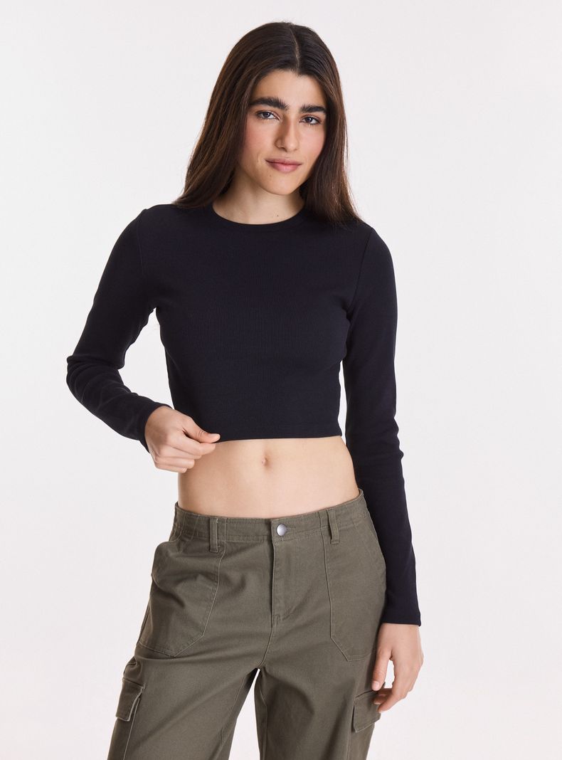 Polera Crop Manga Larga