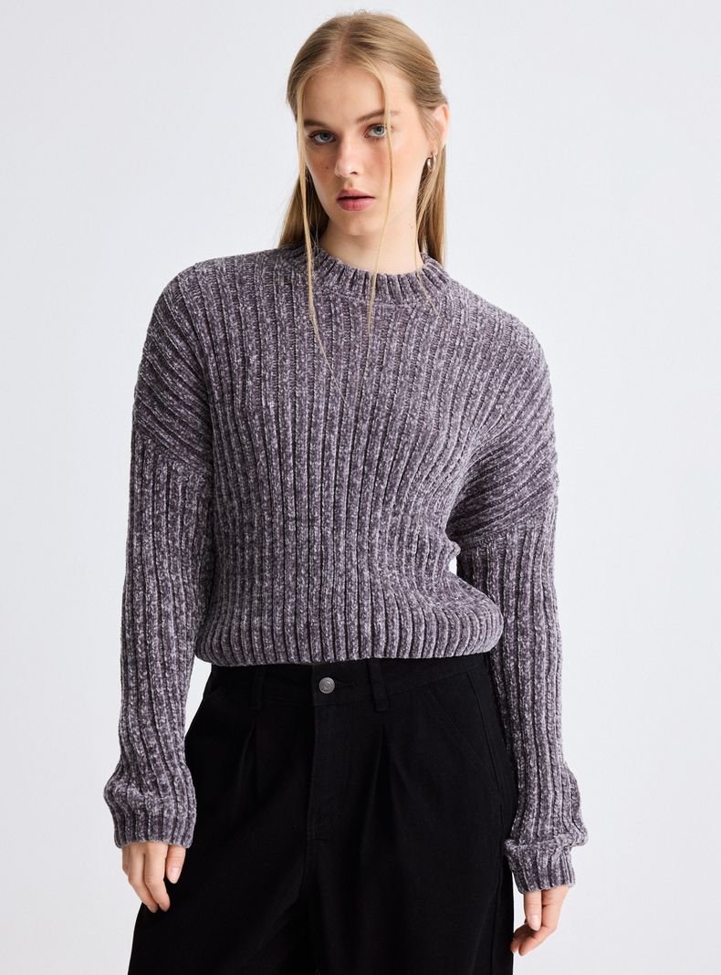 Sweater Tejido Punto Acanalado