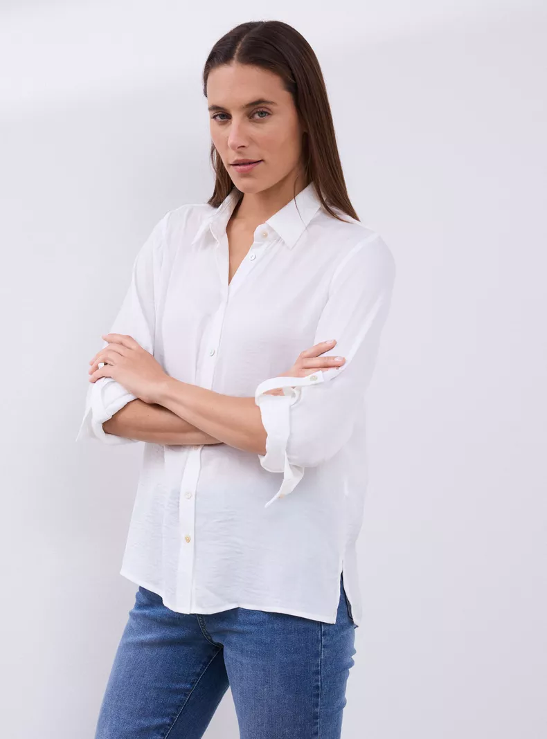 Blusa Satinada Cuello Camisero