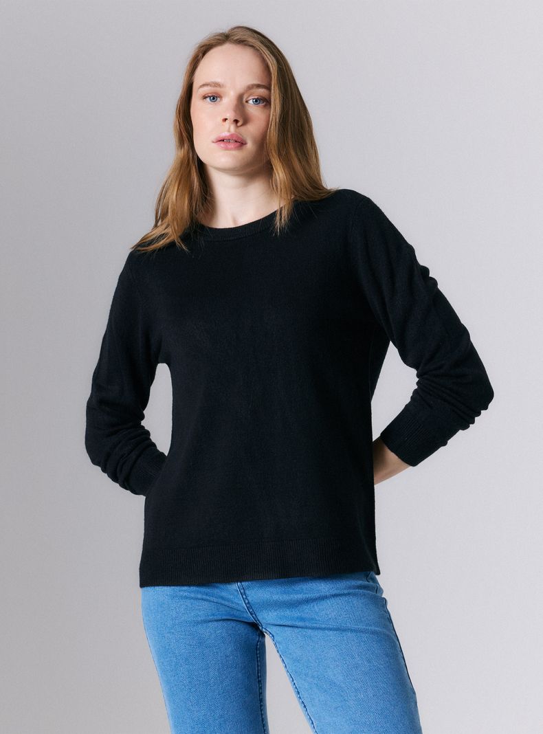 Sweater Liso Cuello Redondo Textura