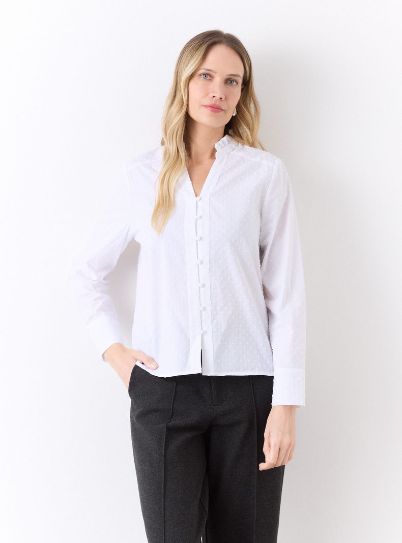 Blusa Cuello Fruncido con Volantes
