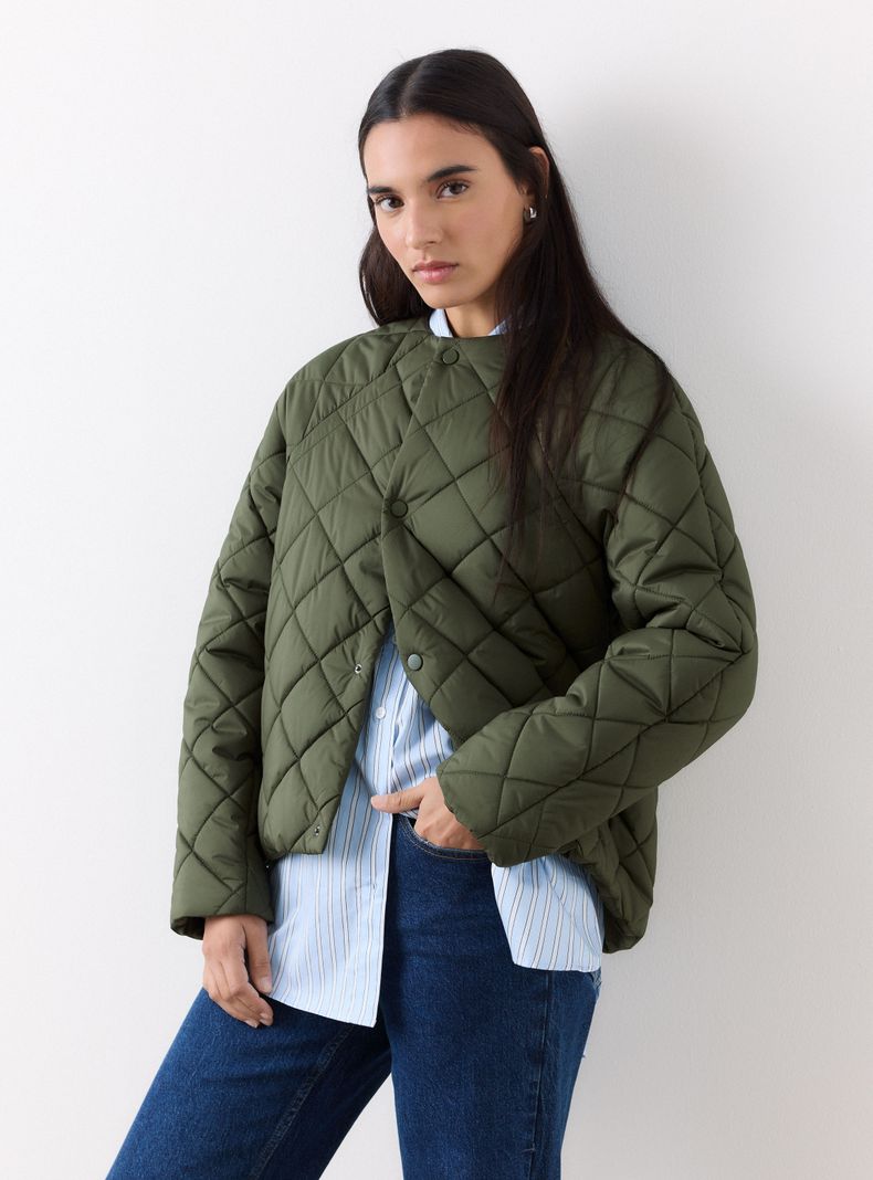 Parka Diseño Acolchado Tipo Diamante Acolchado Liviano