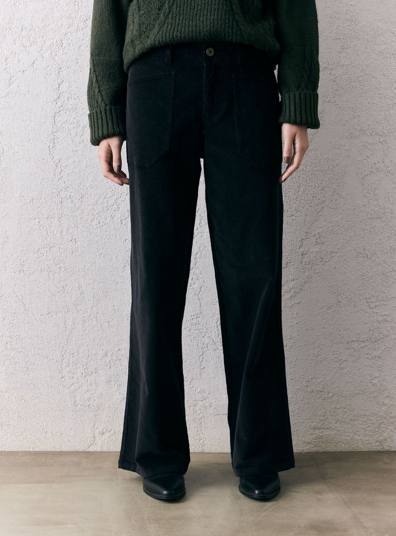 Pantalón Pierna Ancha de Cotelé Delgado
