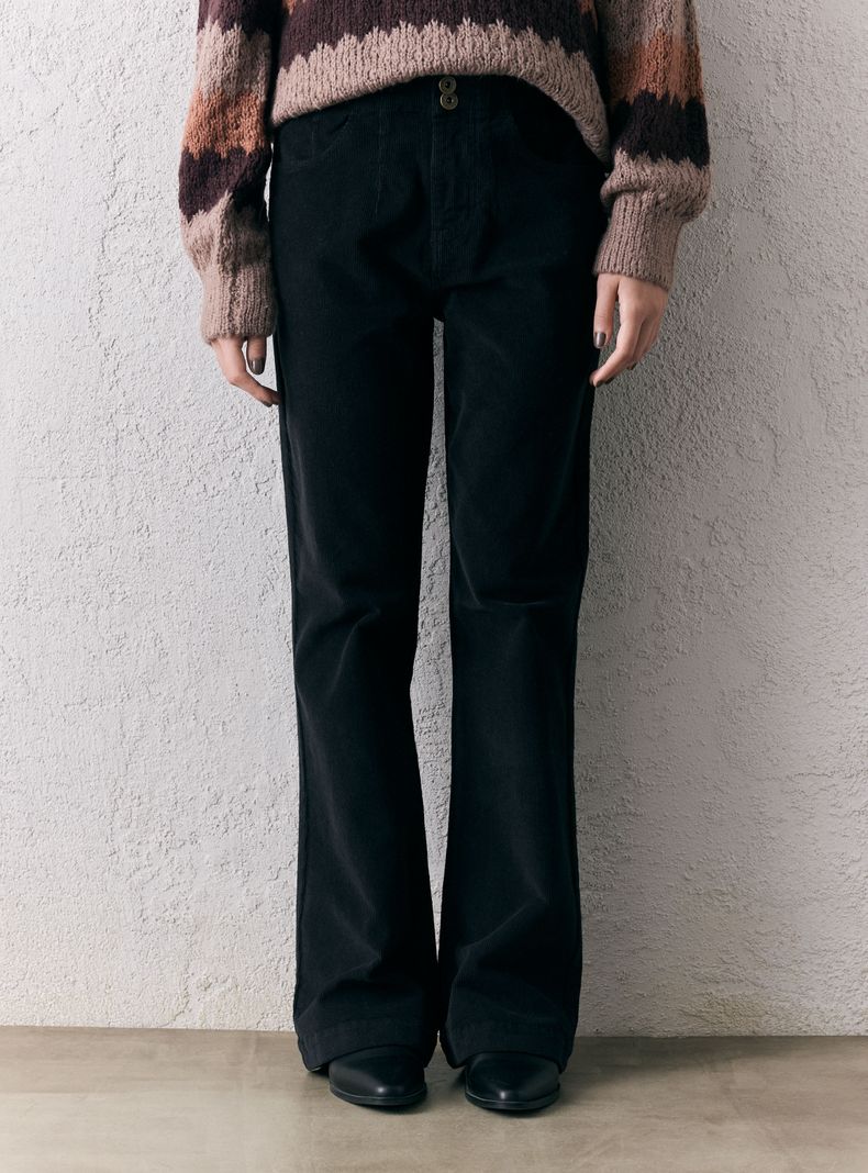 Pantalón Pierna Recta de Cotelé Delgado