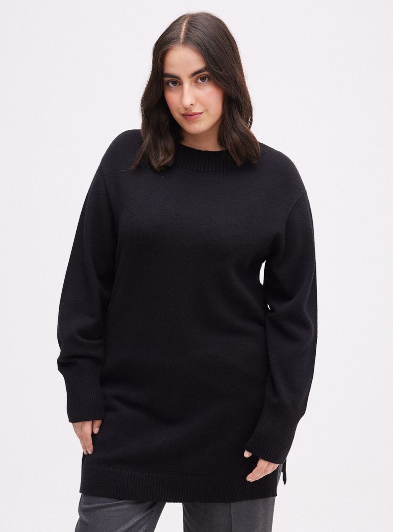 Sweater Largo con Cuello Alto