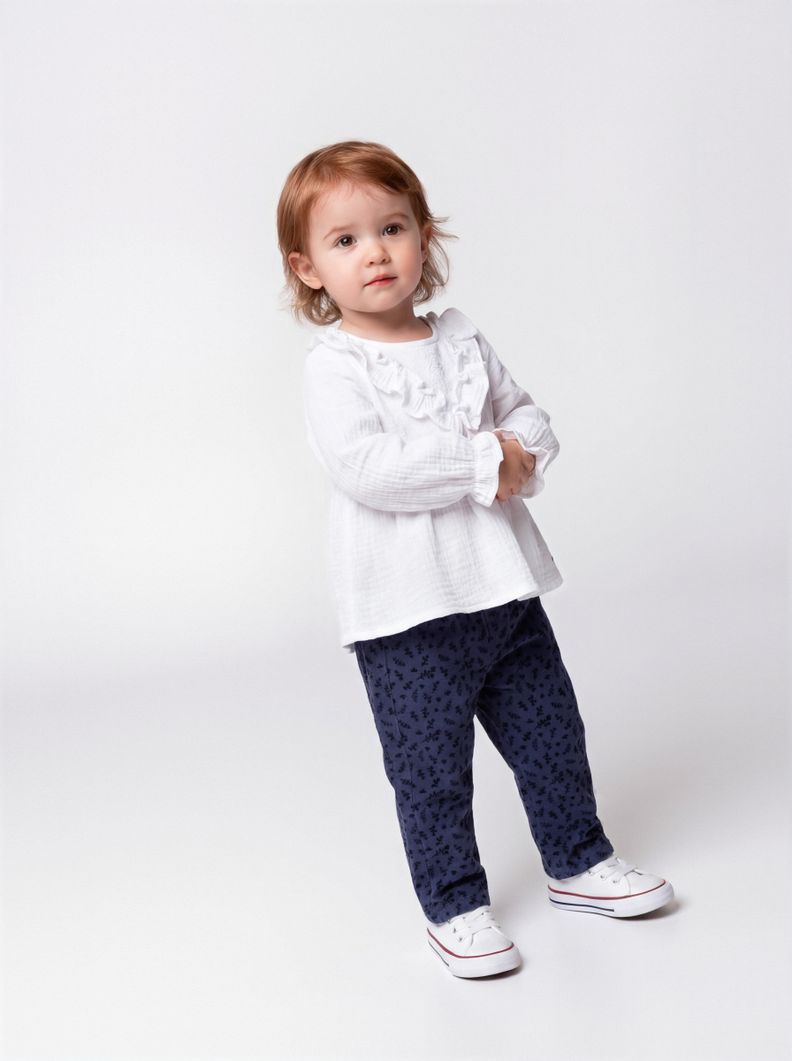Pantalón Estampado Mini Flores a Tono