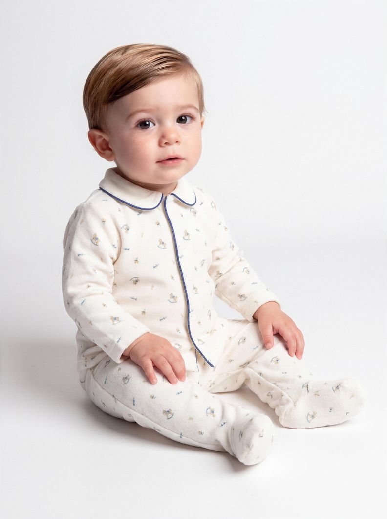 Conjunto Estampado Caballitos y Piping a Tono