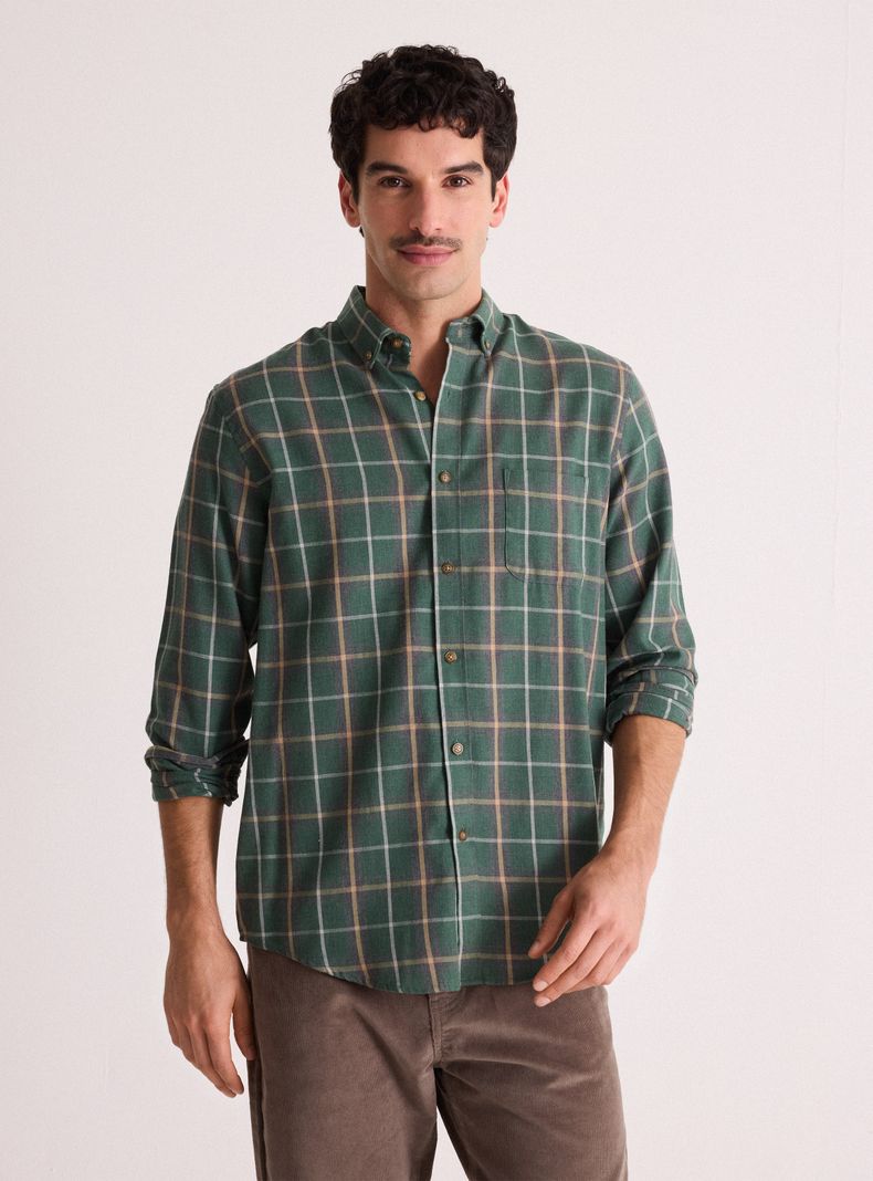 Camisa Manga Larga Franela Casual