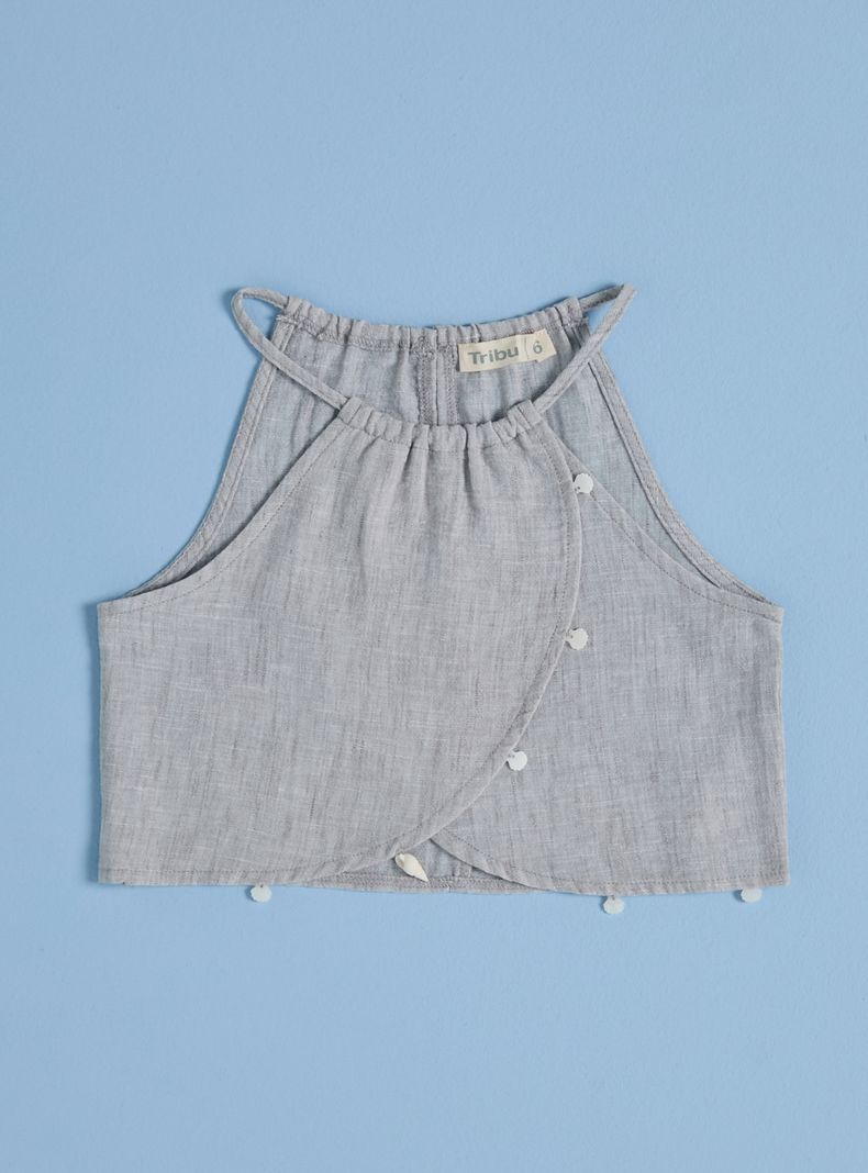 Polera Lino Look Detalle Conchitas