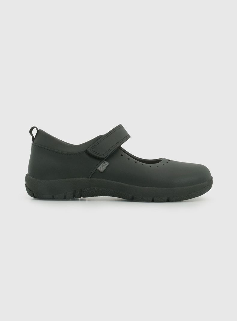 Zapato Escoolar Reina Boca Velcro Decorada Niña